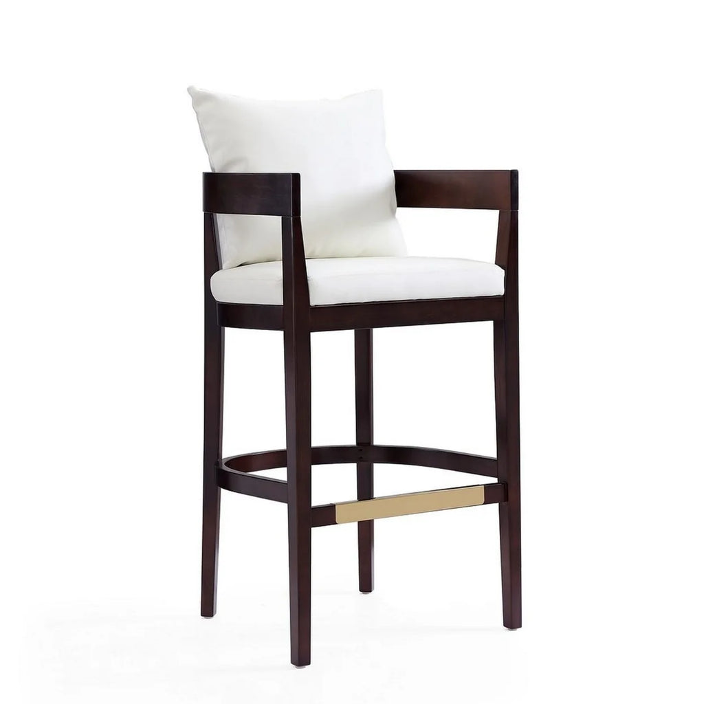 Ivory and Dark Walnut Beech Wood Barstool R67457