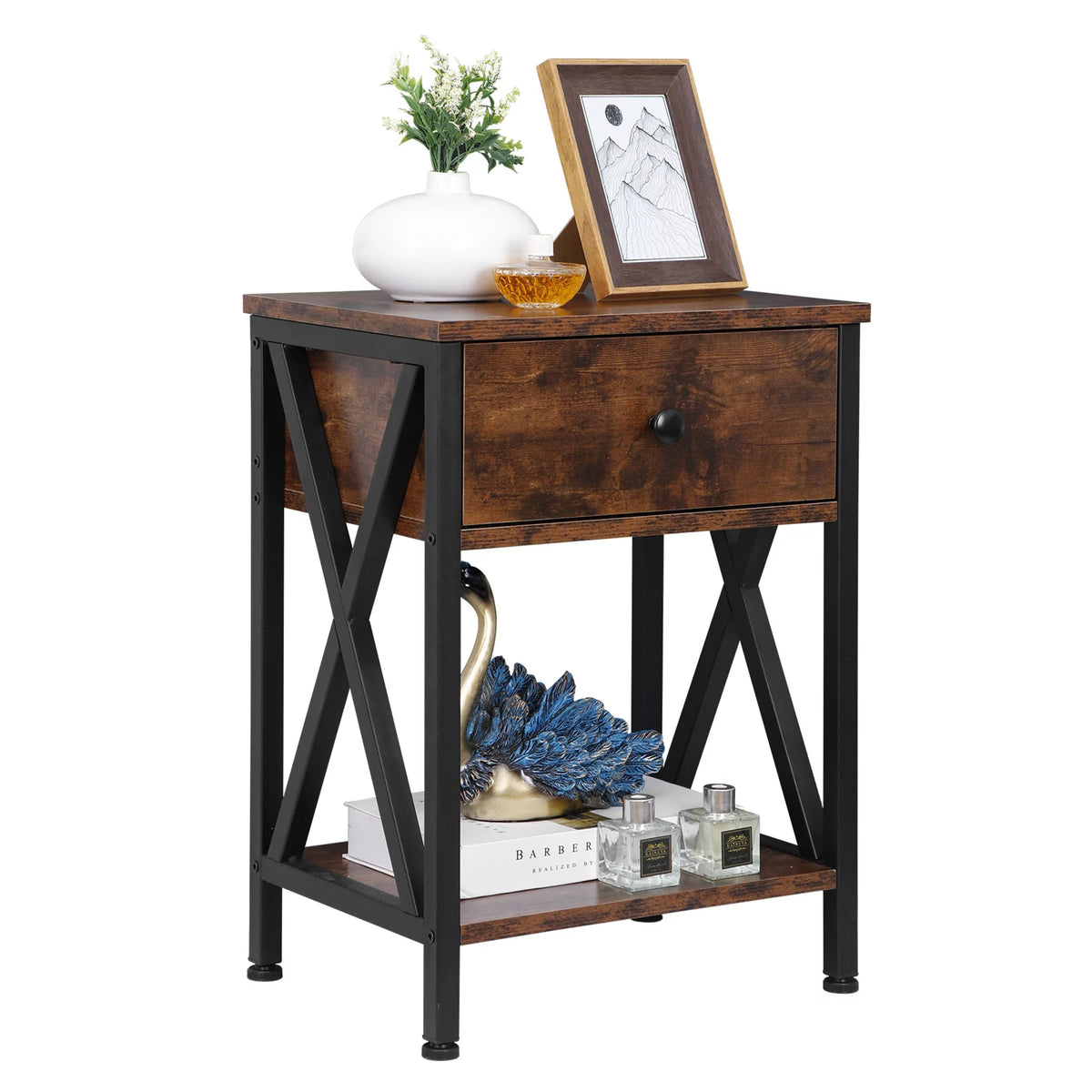 Brown Metal Frame End Table G438353