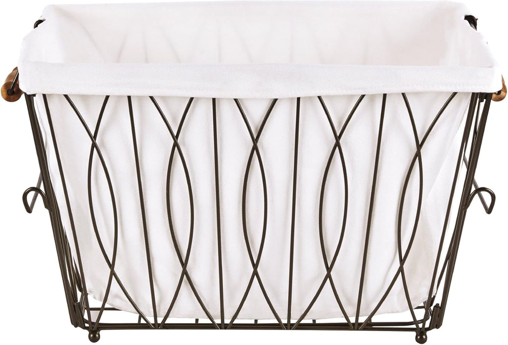 Collapsible Metal Laundry Cart with Removable Basket & Canvas Bag, Antique Black V883