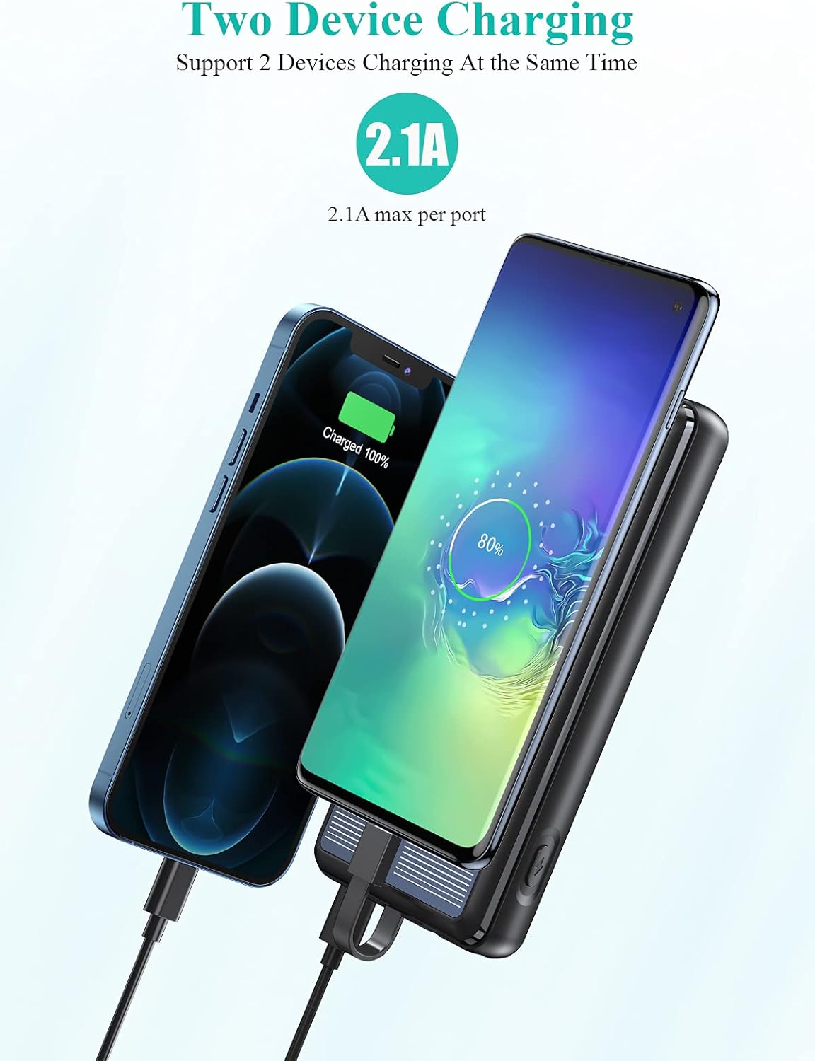 Solar Charger Power Bank 36800mAh with 2 Output Ports and 2 Cables B852