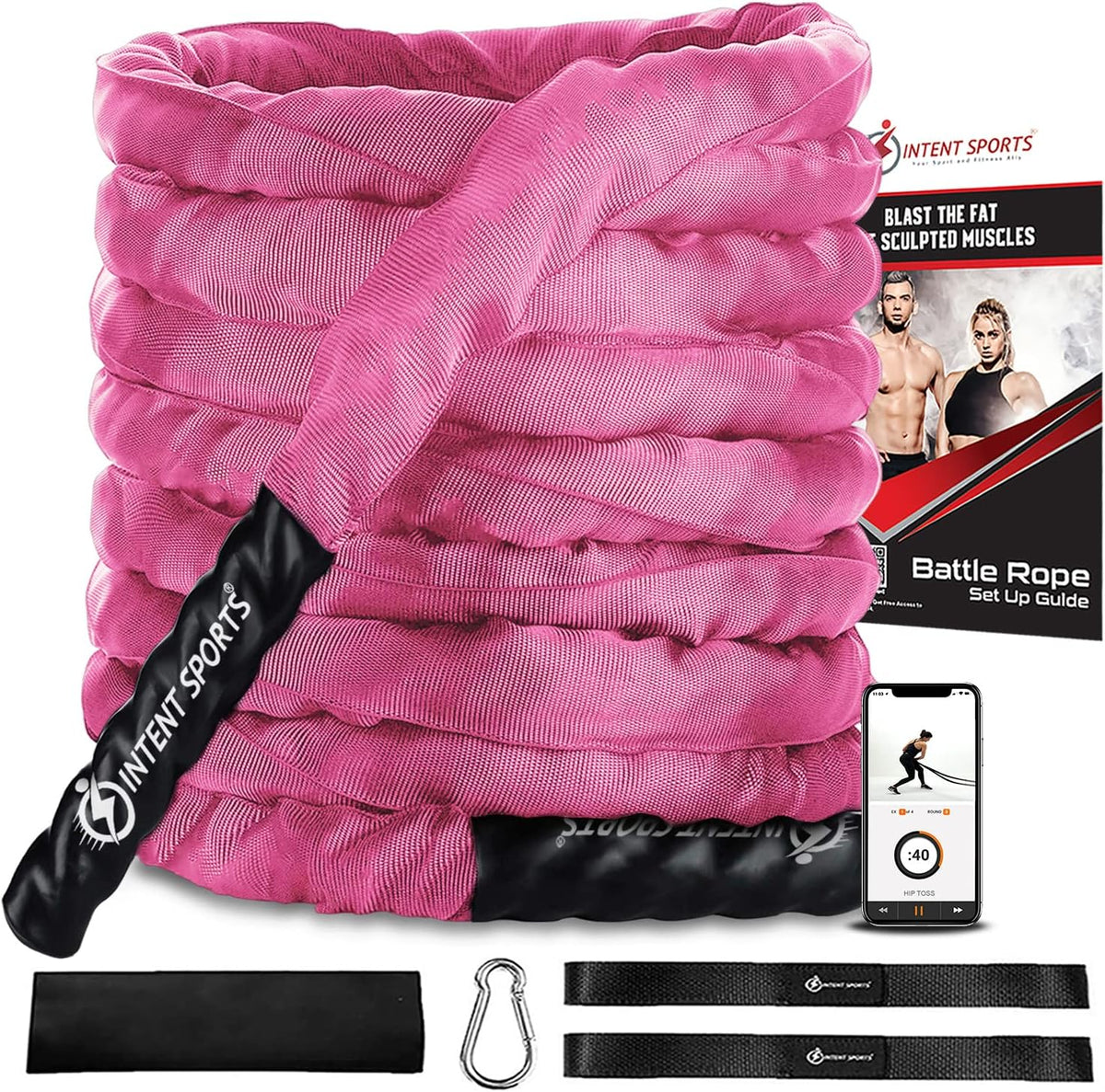 Poly Dacron Workout Battle Ropes with Anchor Strap Kit K9089