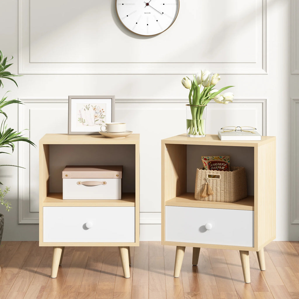 Set of 2 Nightstands with 1 Drawer and Open Shelf G870982