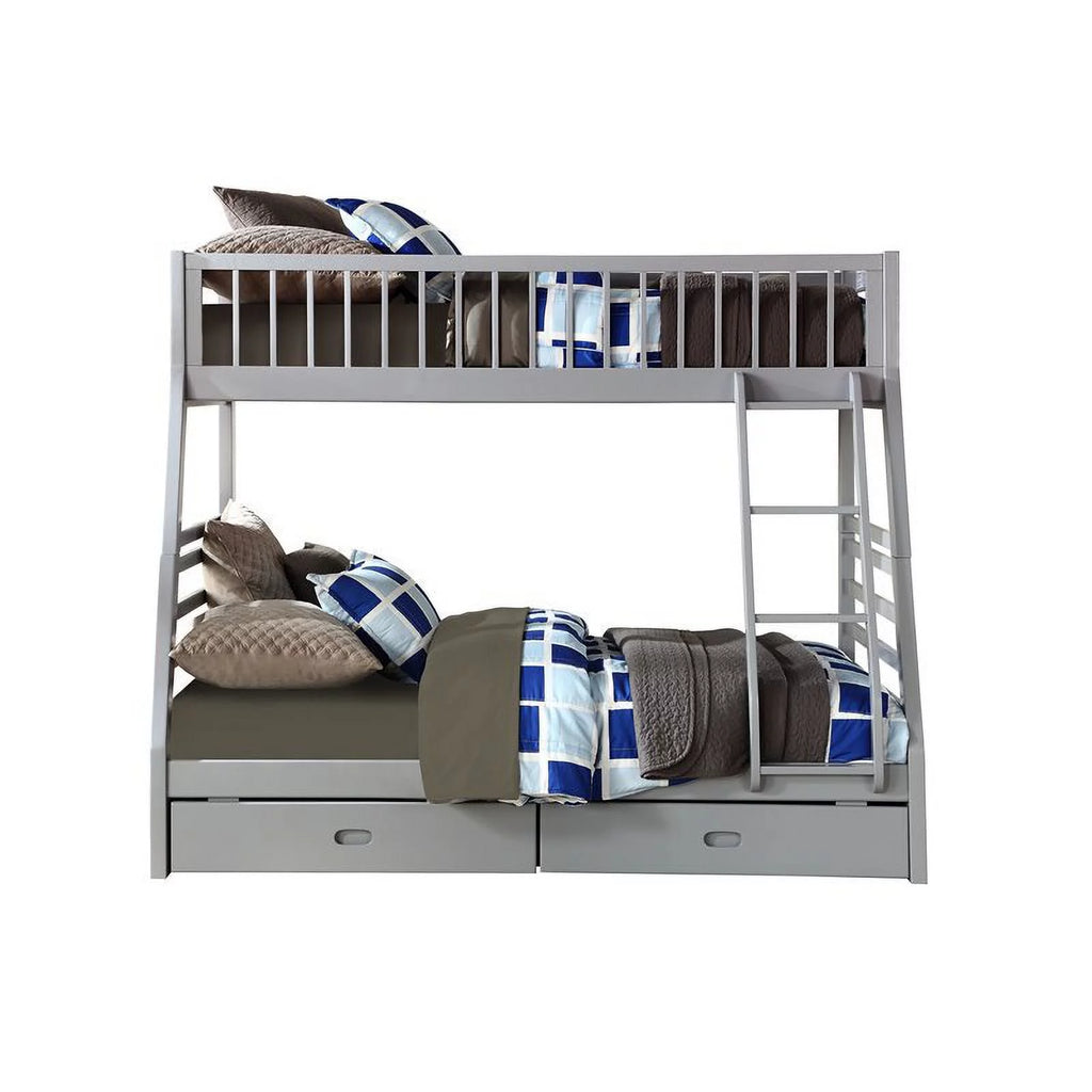 Gray Twin over Full Bunk Bed with 2 Drawers Q73119