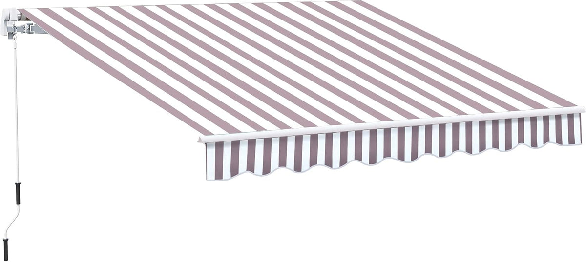 10' x 8' Manual Retractable Awning with UV Protection, Red Stripe F601