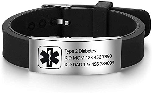 Silicone Adjustable Medical Alert Bracelets B556753