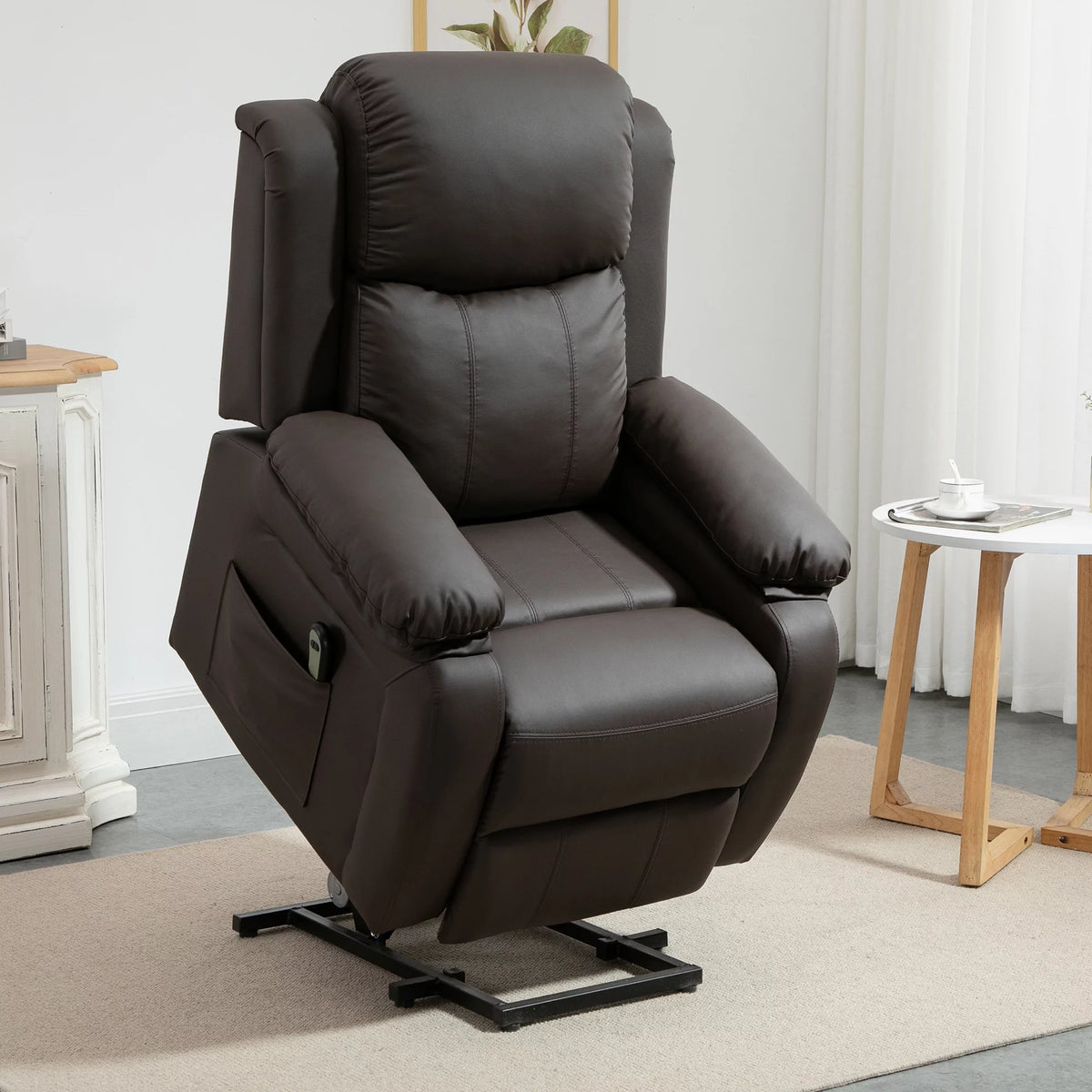 Brown PU Leather Power Lift Recliner Chair G9668