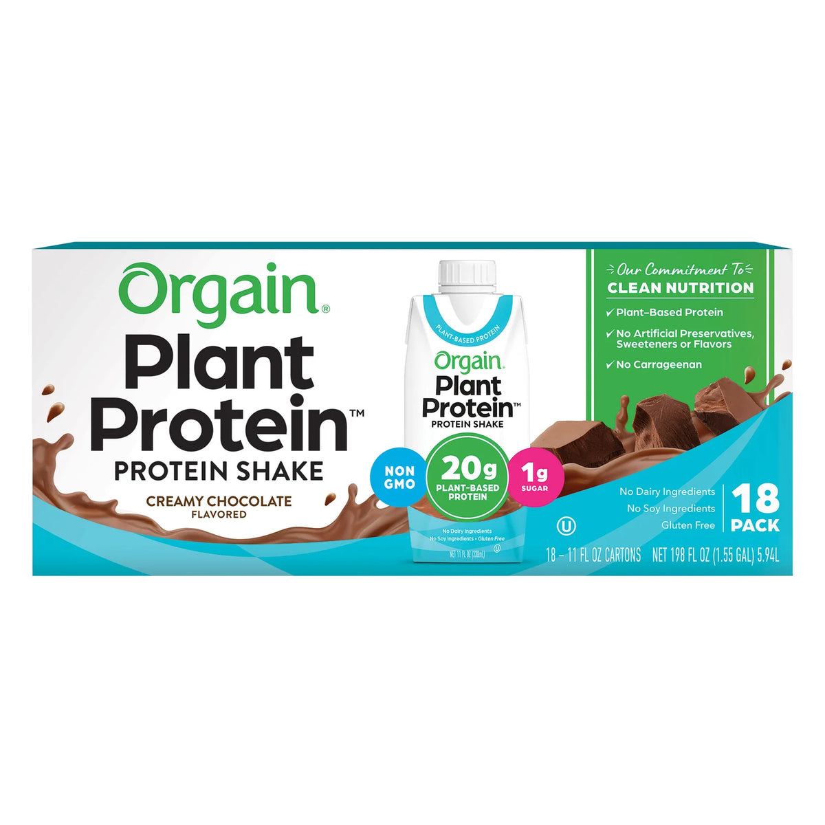 Chocolate Plant-Based Protein Shake 11 fl oz 18-pack D920