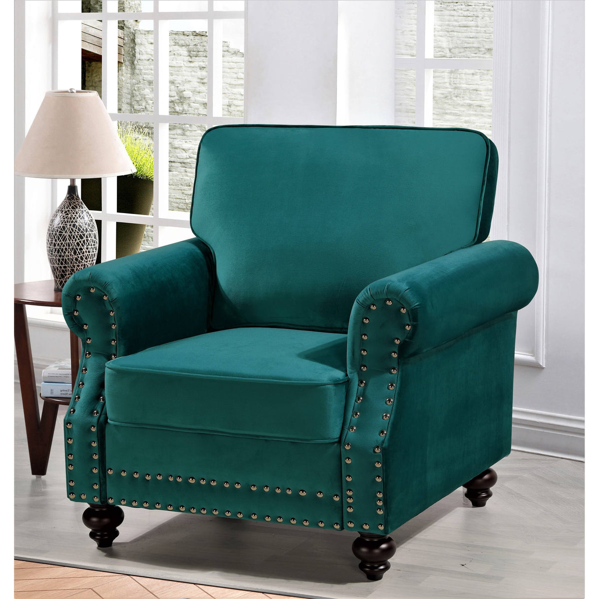 Black Velvet Nailhead Chair I26259