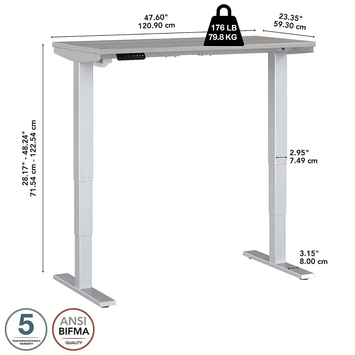 Adjustable Desk in Platinum Gray H878