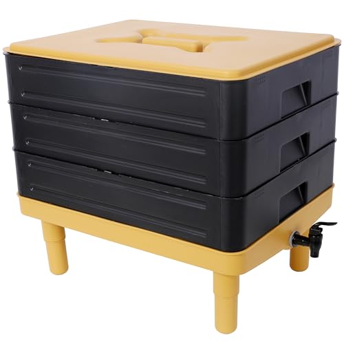 3 Tray Worm Composter, 65L, Yellow and Black Q475