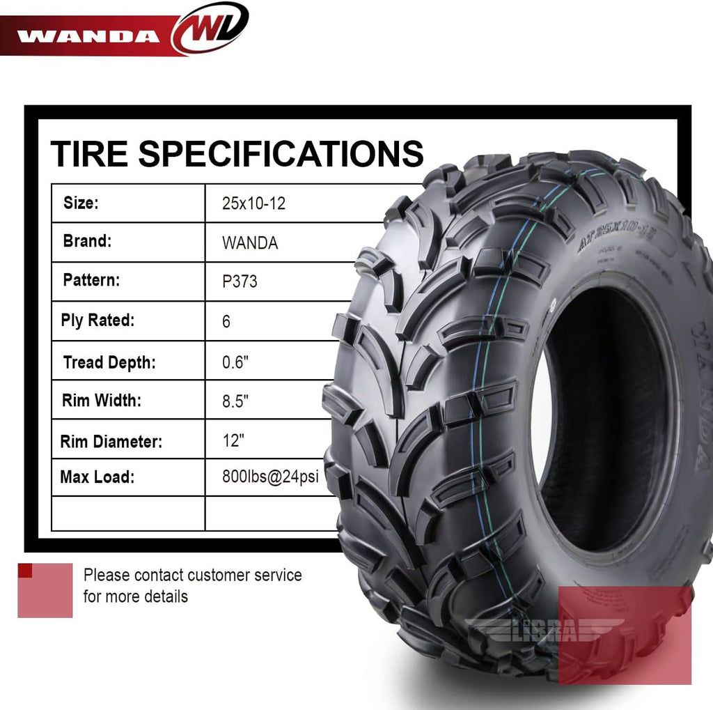 Set of 4 ATV UTV Tires 25x10-12 6PR Z519
