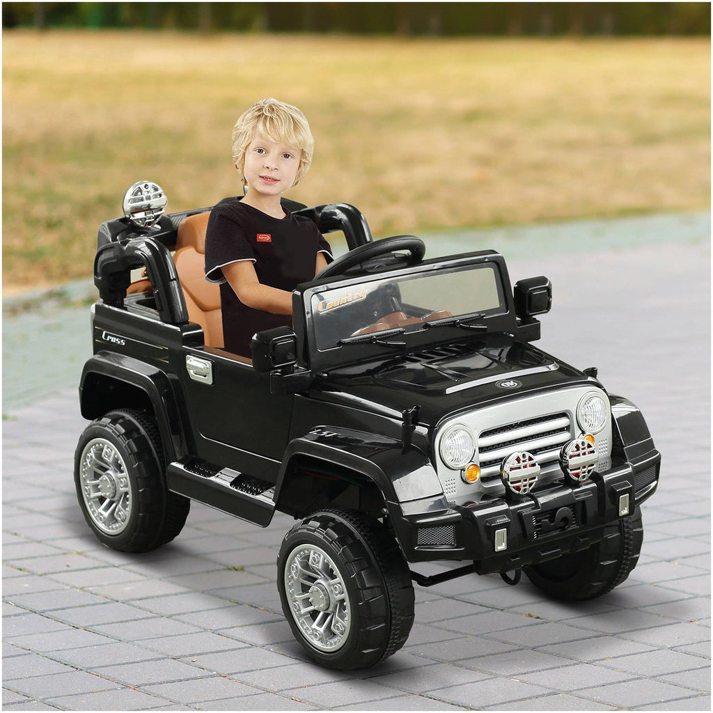 12V Battery Powered Ride on Toy Car Truck with Remote Control - Black F980231