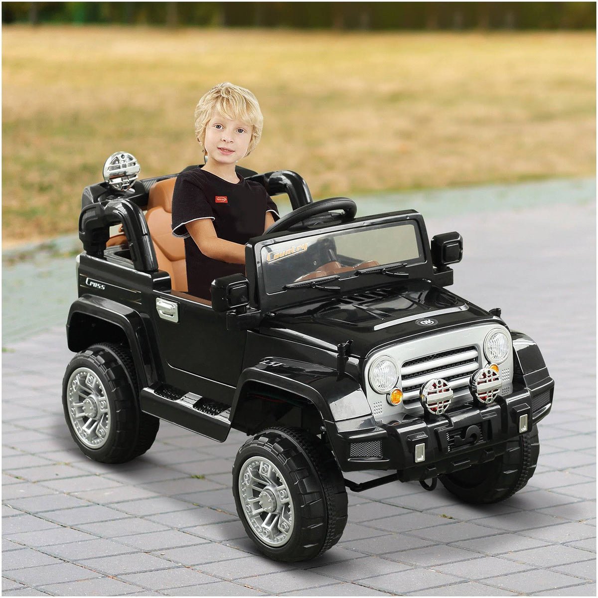 12V Battery Powered Ride on Toy Car Truck with Remote Control - Black F980231