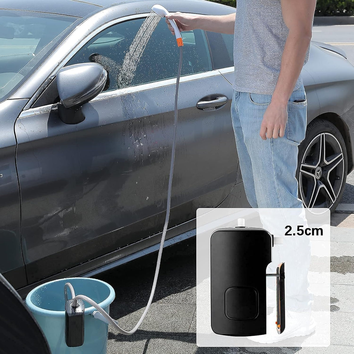 Portable Shower Pump 2 Flow Mode USB Rechargeable D41522