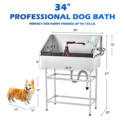 34 Inch Stainless Steel Dog Washing Station E5451