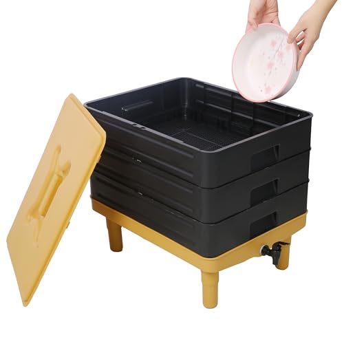 3 Tray Worm Composter, 65L, Yellow and Black Q475