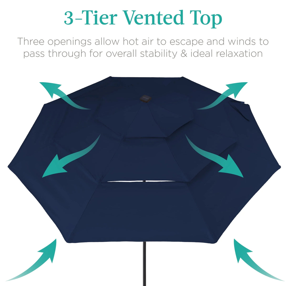 10ft 3-Tier Solar Patio Umbrella with 24 LED Lights X606766