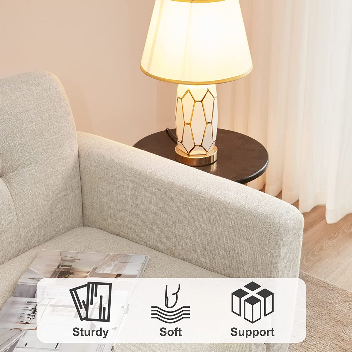 Beige Tufted Loveseat Sofa I72946