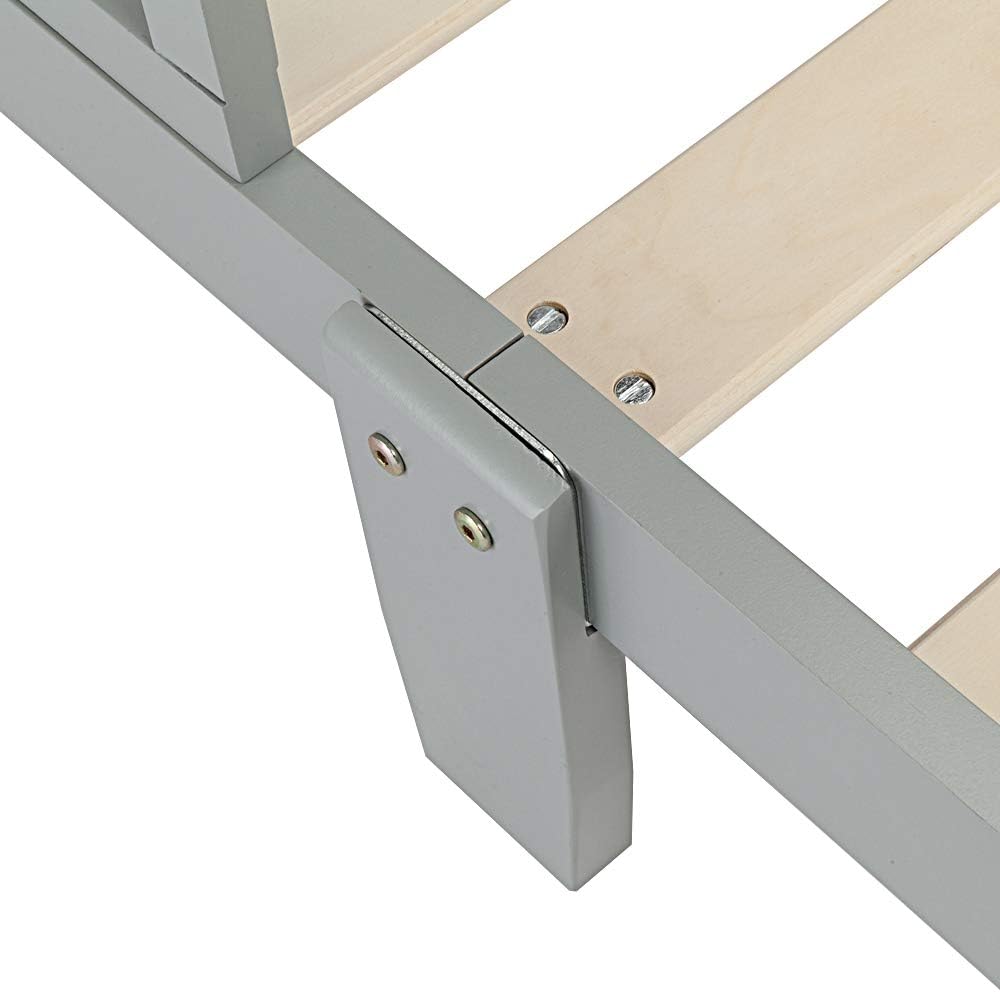 Gray Wooden Toddler Bed with Safety Guardrails B94426