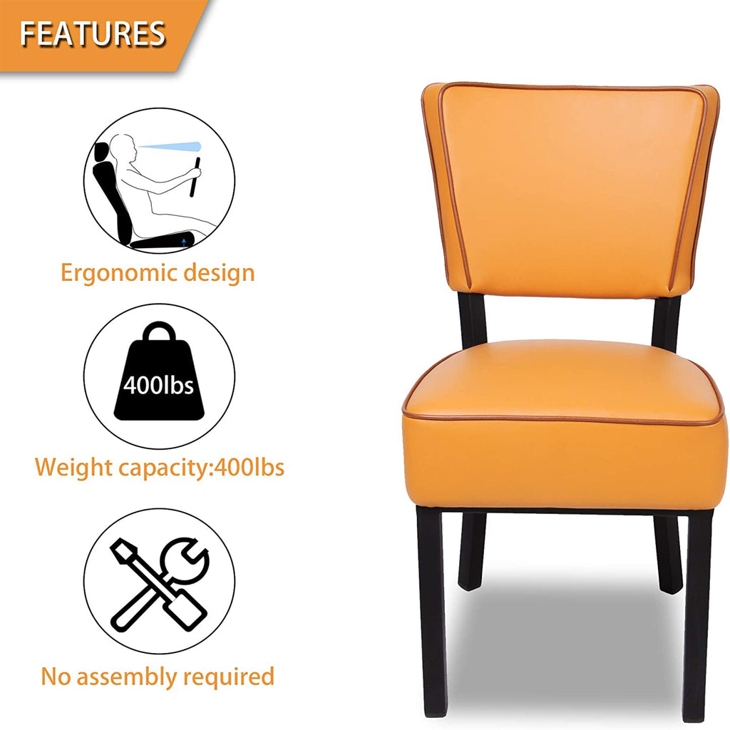 Orange Leather Side Chair Set of 2 P3463
