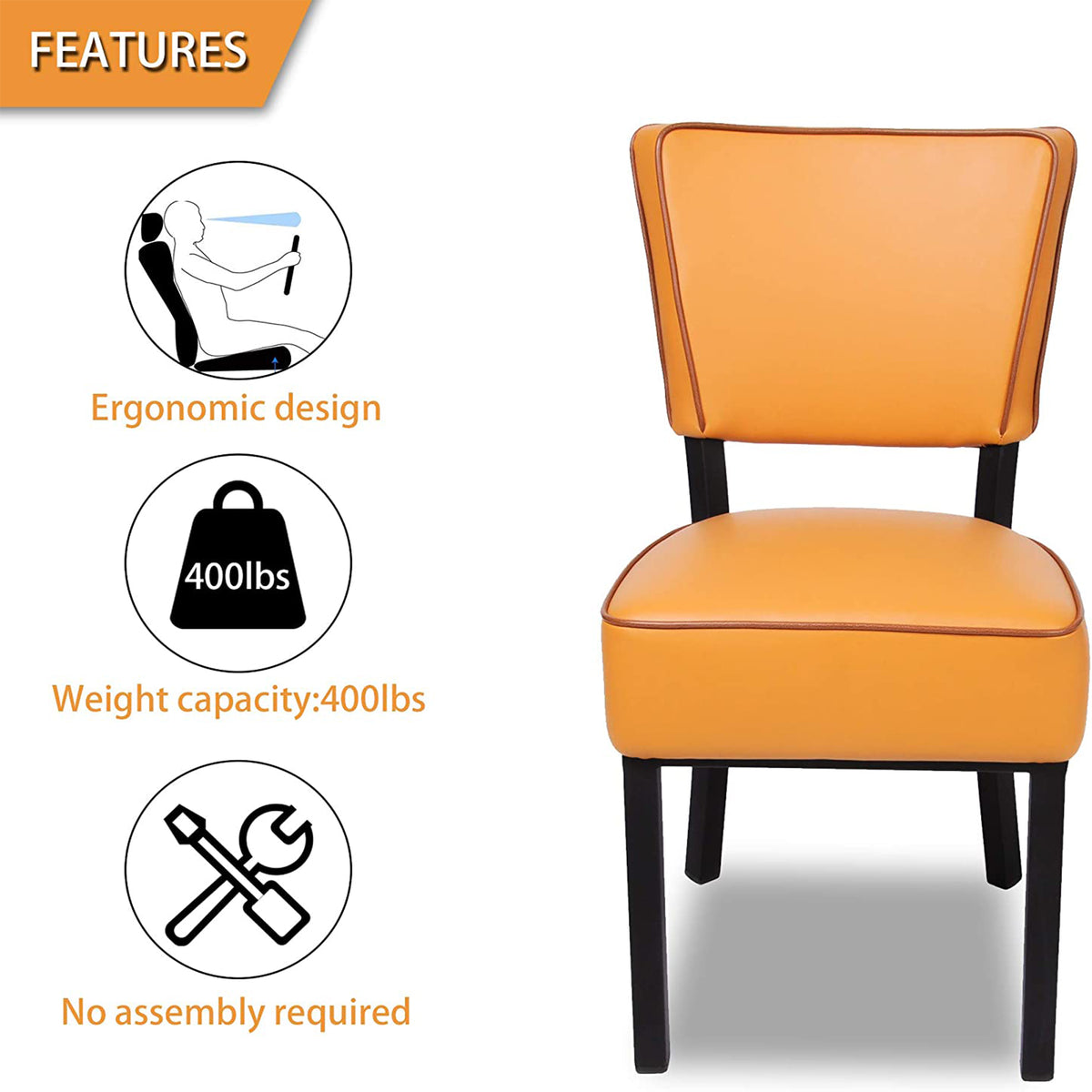 Orange Leather Side Chair Set of 2 P3463