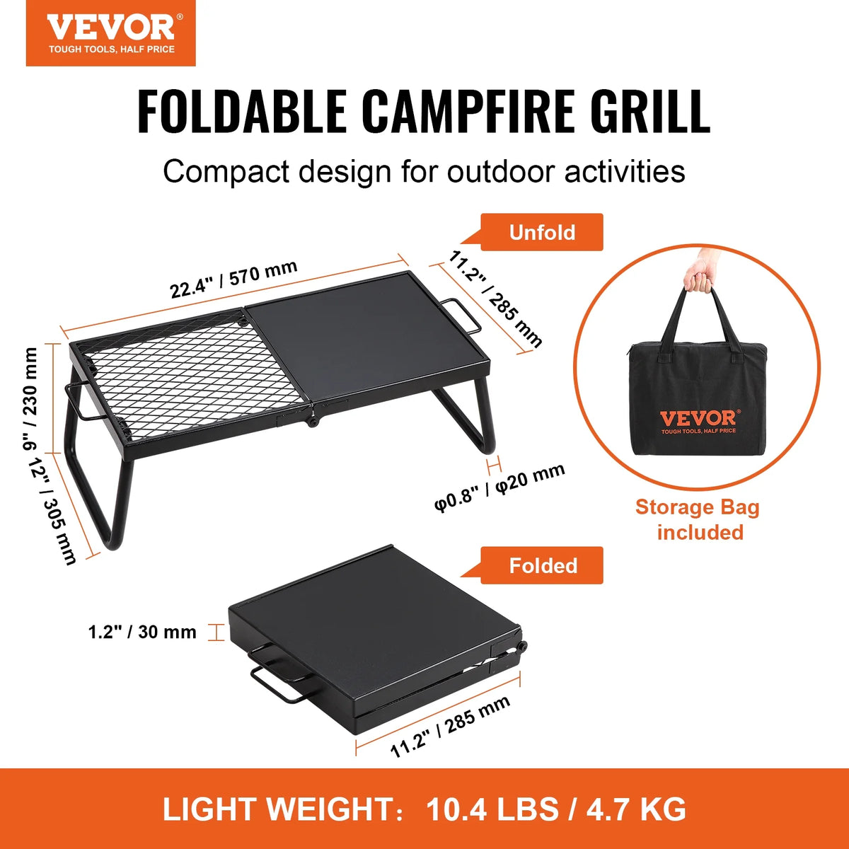 Folding Steel Campfire Grill R58811