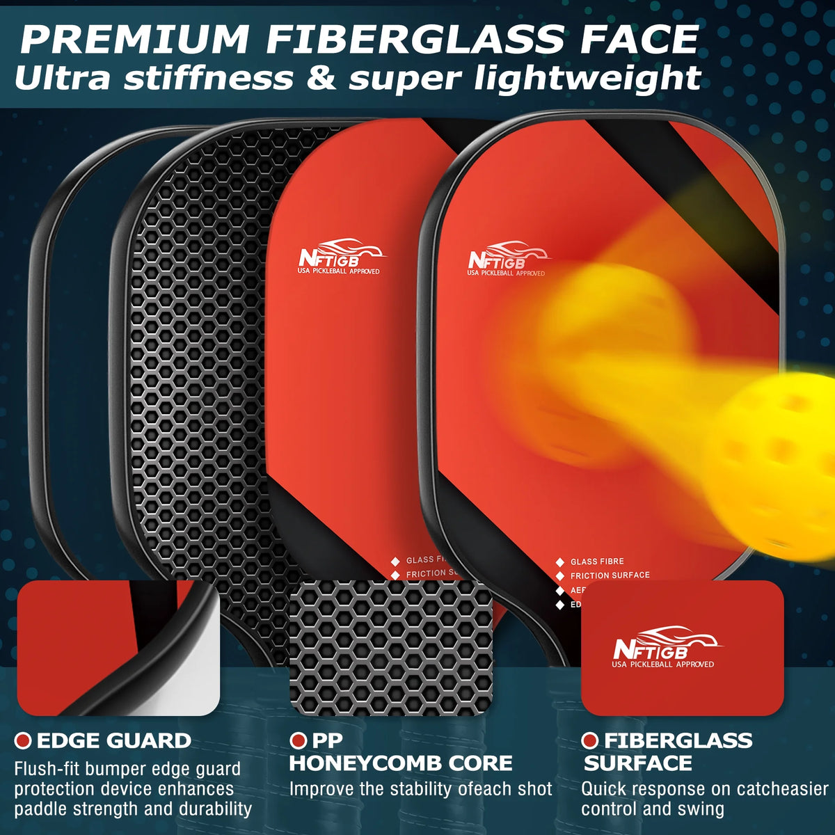 USAPA Approved Fiberglass Pickleball Set of 2 I8890
