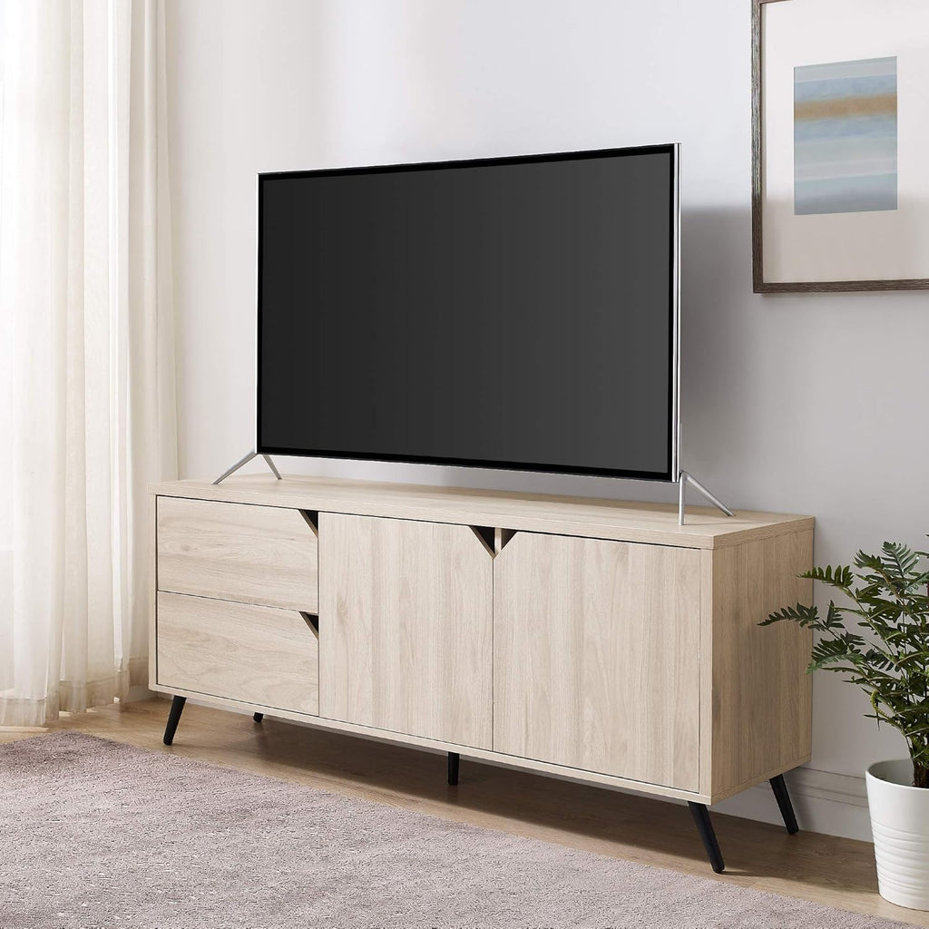 60 Inch Dark Walnut Wood TV Stand with Cabinets and Drawers O503