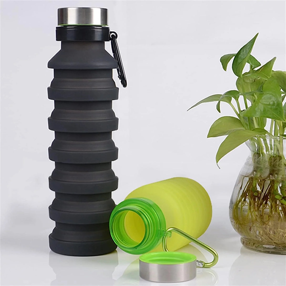 Blue Silicone Collapsible Water Bottle H647