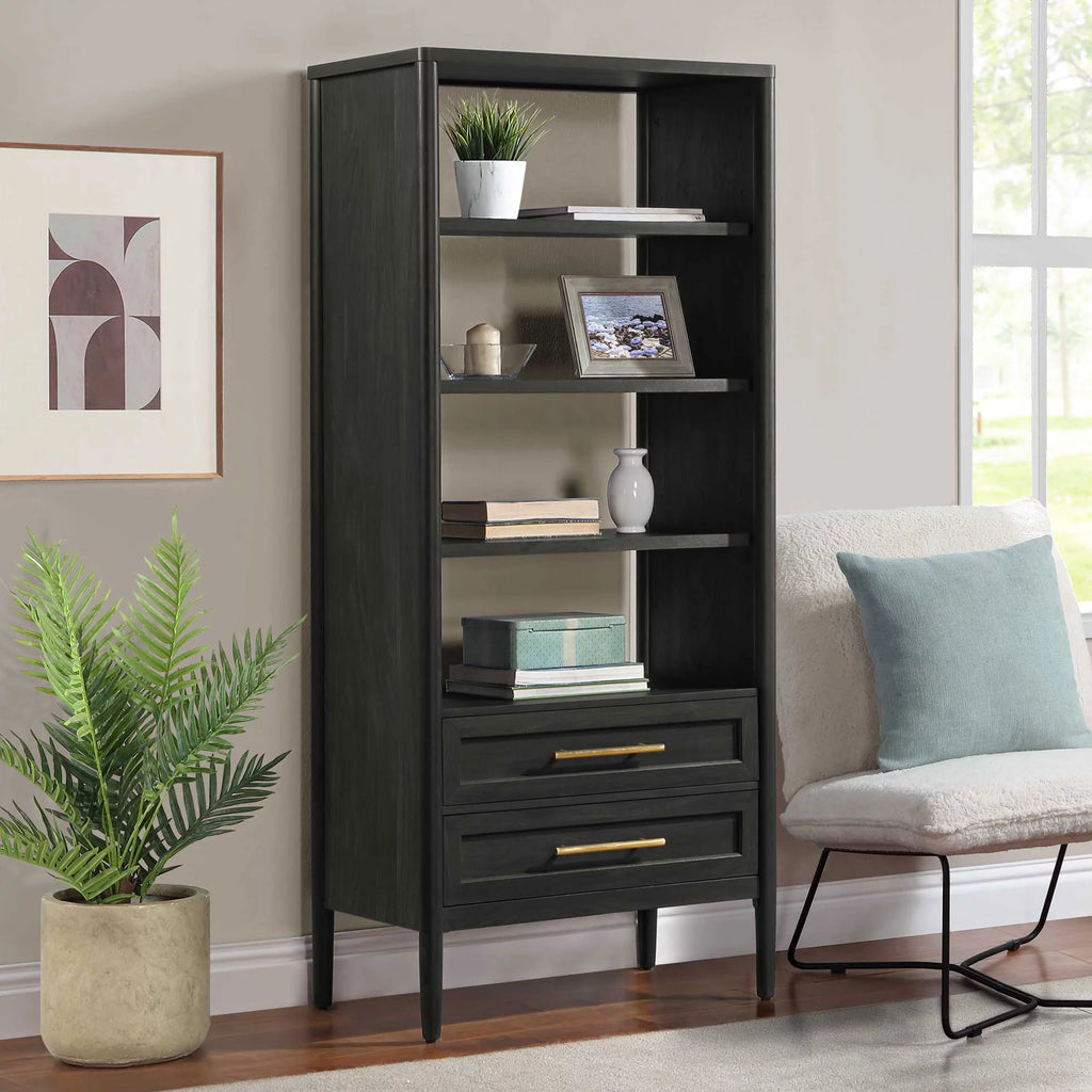 4-Shelf Bookcase with Storage Drawers W959