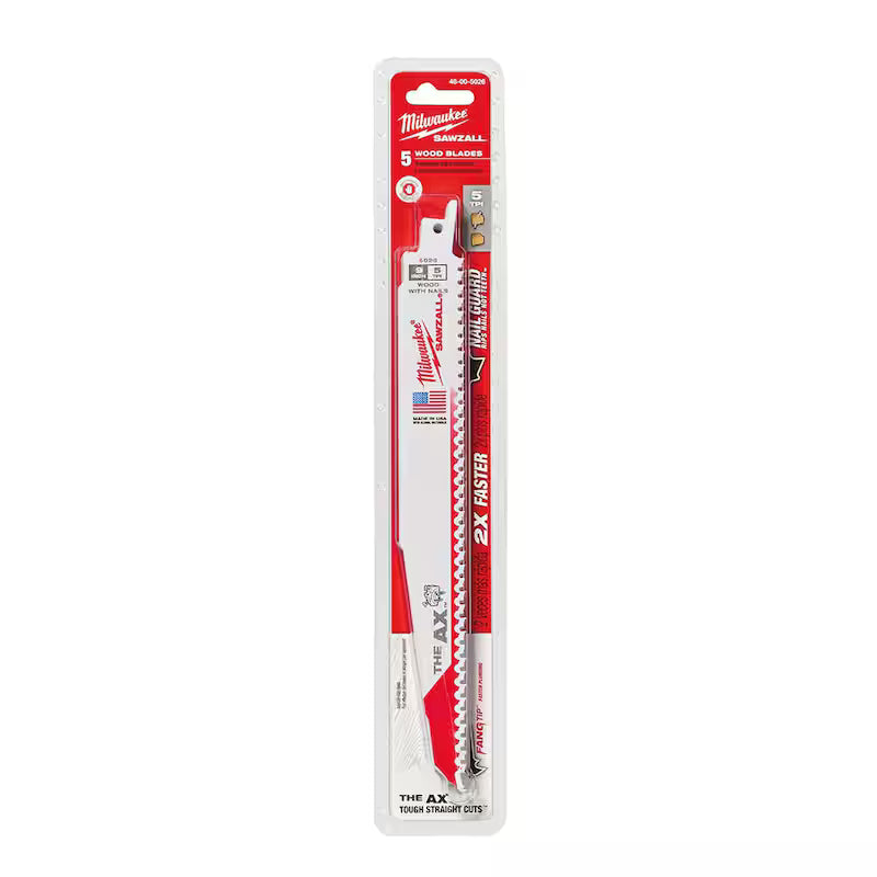 9 in. 5 TPI BiMetal Reciprocating Saw Blades 15-Pack O828
