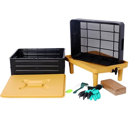 3 Tray Worm Composter, 65L, Yellow and Black Q475