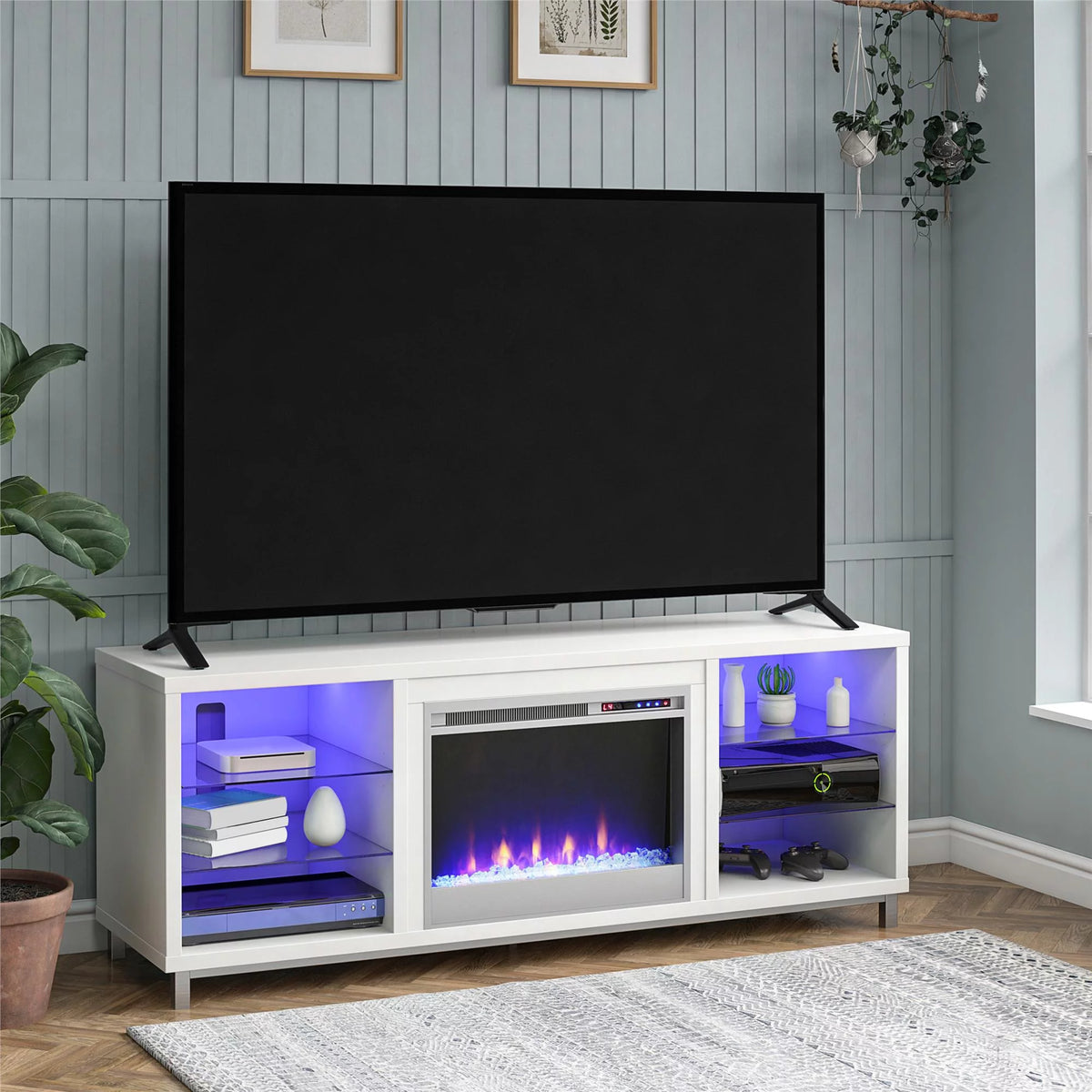 White Fireplace TV Stand S2713