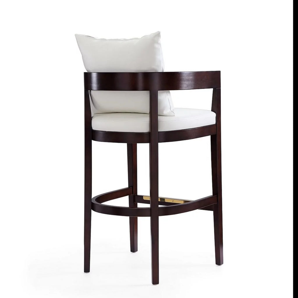 Ivory and Dark Walnut Beech Wood Barstool R67457