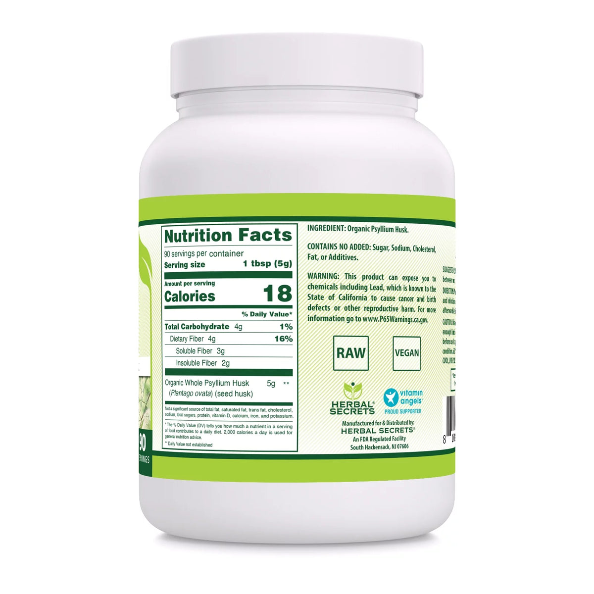 USDA Certified Organic Psyllium Husk 16 Oz D729