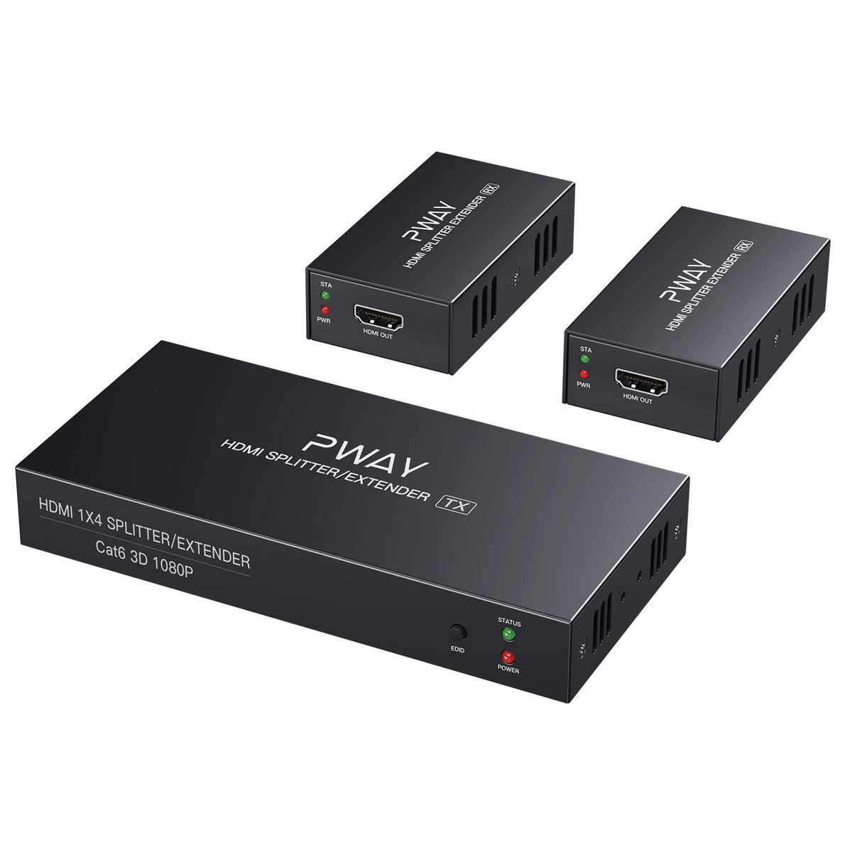HDMI Extender Splitter 1x4 Port 1080P Over Cat5e/Cat6 Ethernet Cable Up to 50m W76731