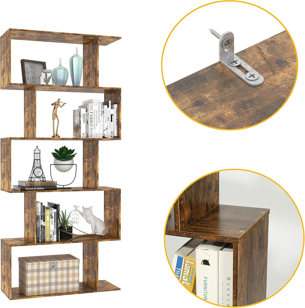 5-Tier Wood S Shaped Bookshelf H690183