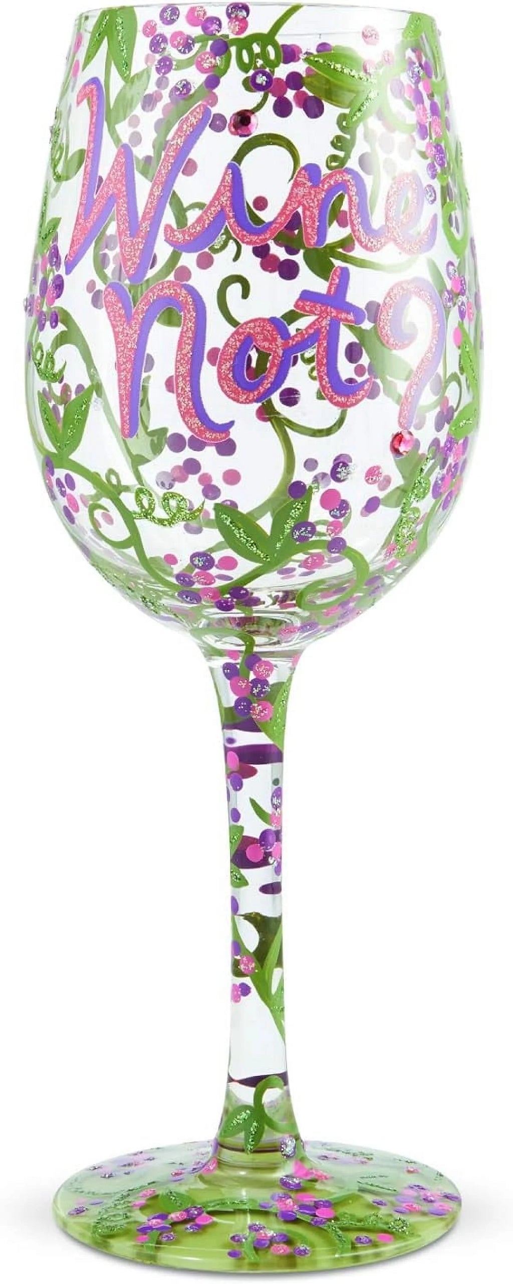 Hand-Painted Artisan Wine Glass, 1 Count, Multicolor H8682