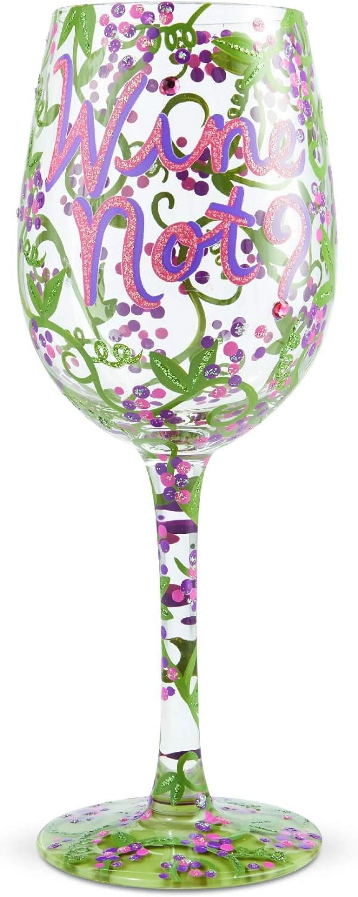 Hand-Painted Artisan Wine Glass, 1 Count, Multicolor H8682
