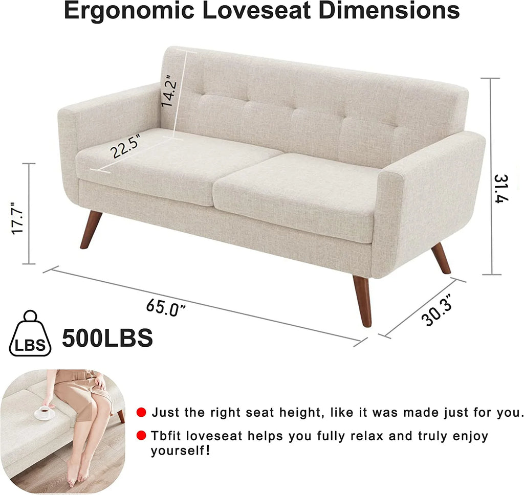 Beige Tufted Loveseat Sofa I72946