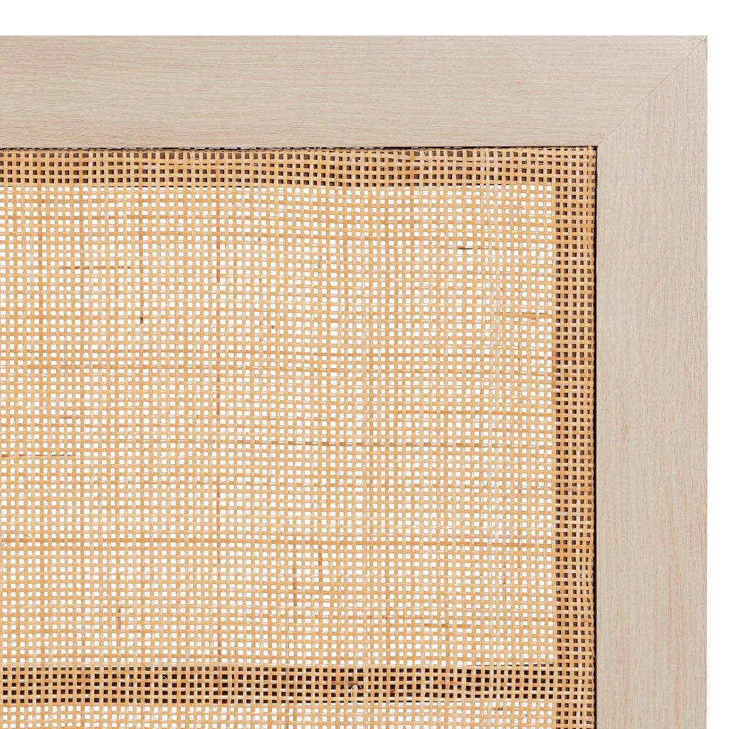 Light Brown Wood and Natural Rattan Queen Size Headboard Z43437