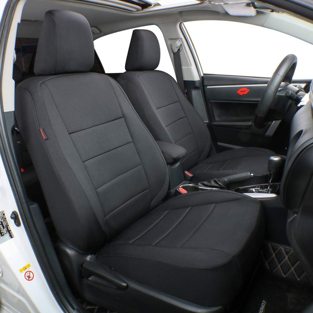 Black with Red Piping Leatherette Car Seat Covers F69536