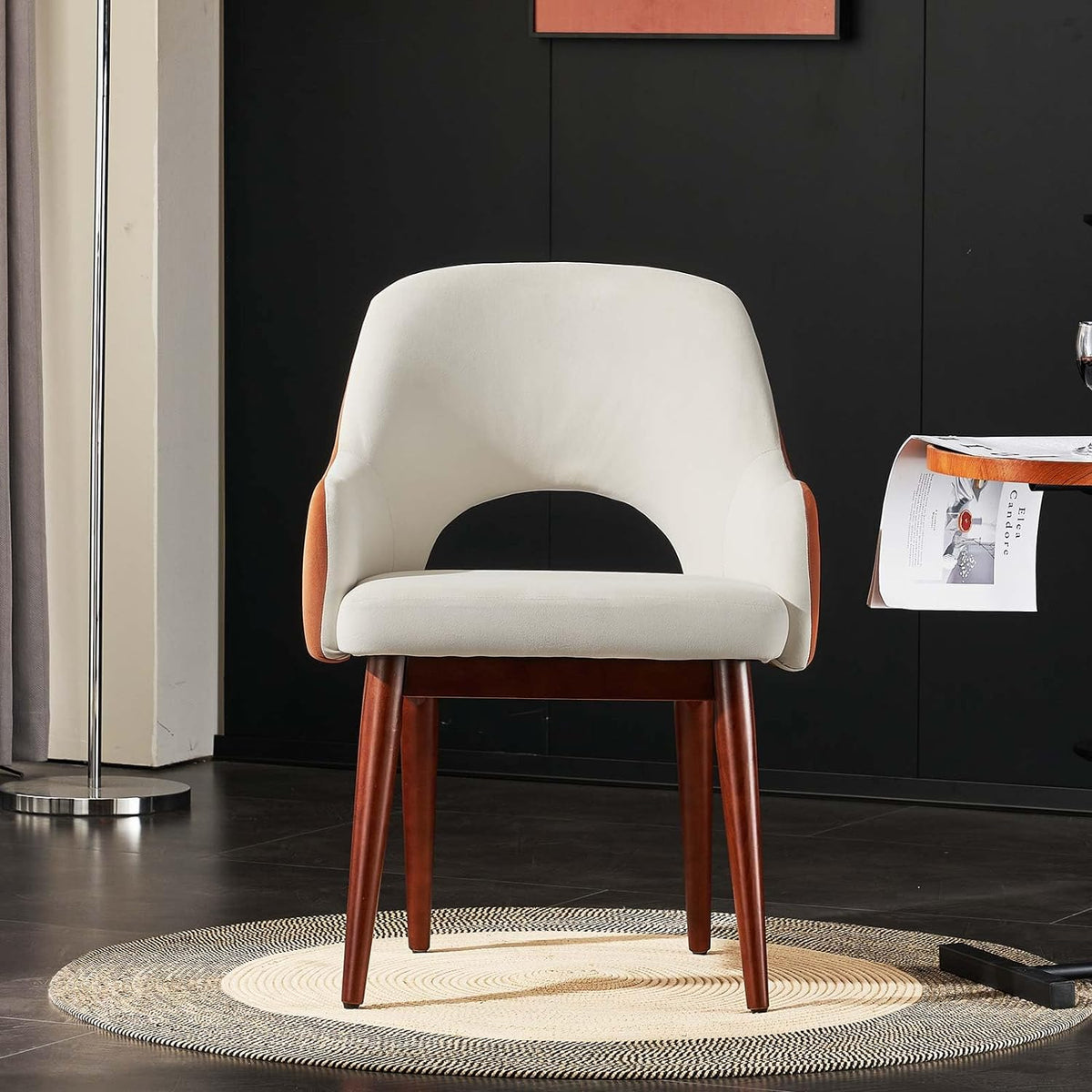 Velvet Arm Accent Chair Set of 2 with Solid Wood K3265