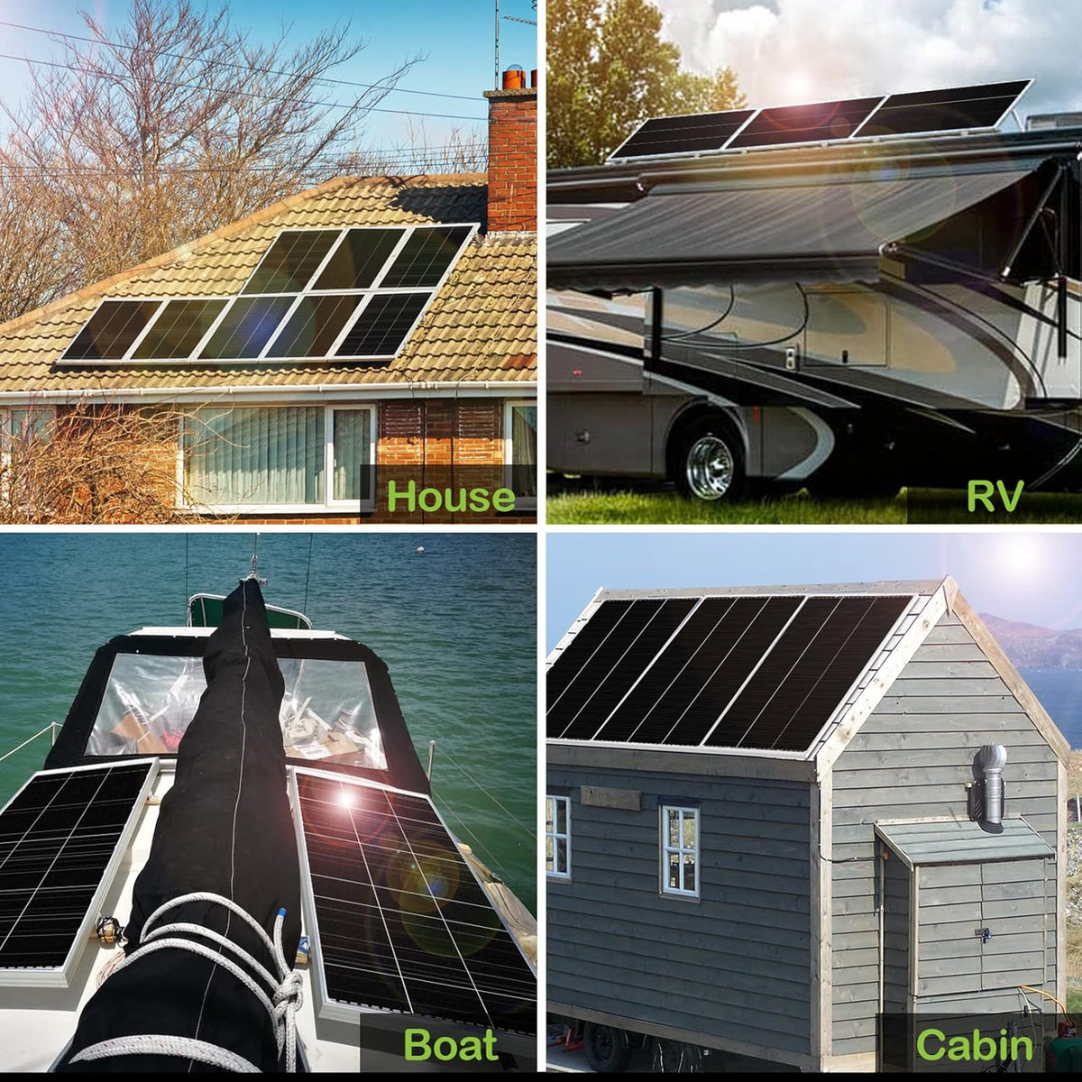 12 Volt 200 Watt Monocrystalline Solar Panel, 2 Pack of 12V 100W M684879