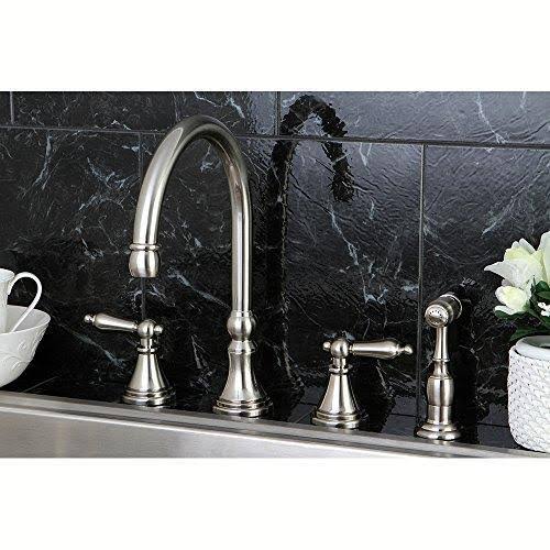 Deck Mount Kitchen Faucet with Brass Sprayer, Satin Nickel I650