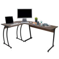 Aged Oak L-Shaped Corner Computer Desk V41179