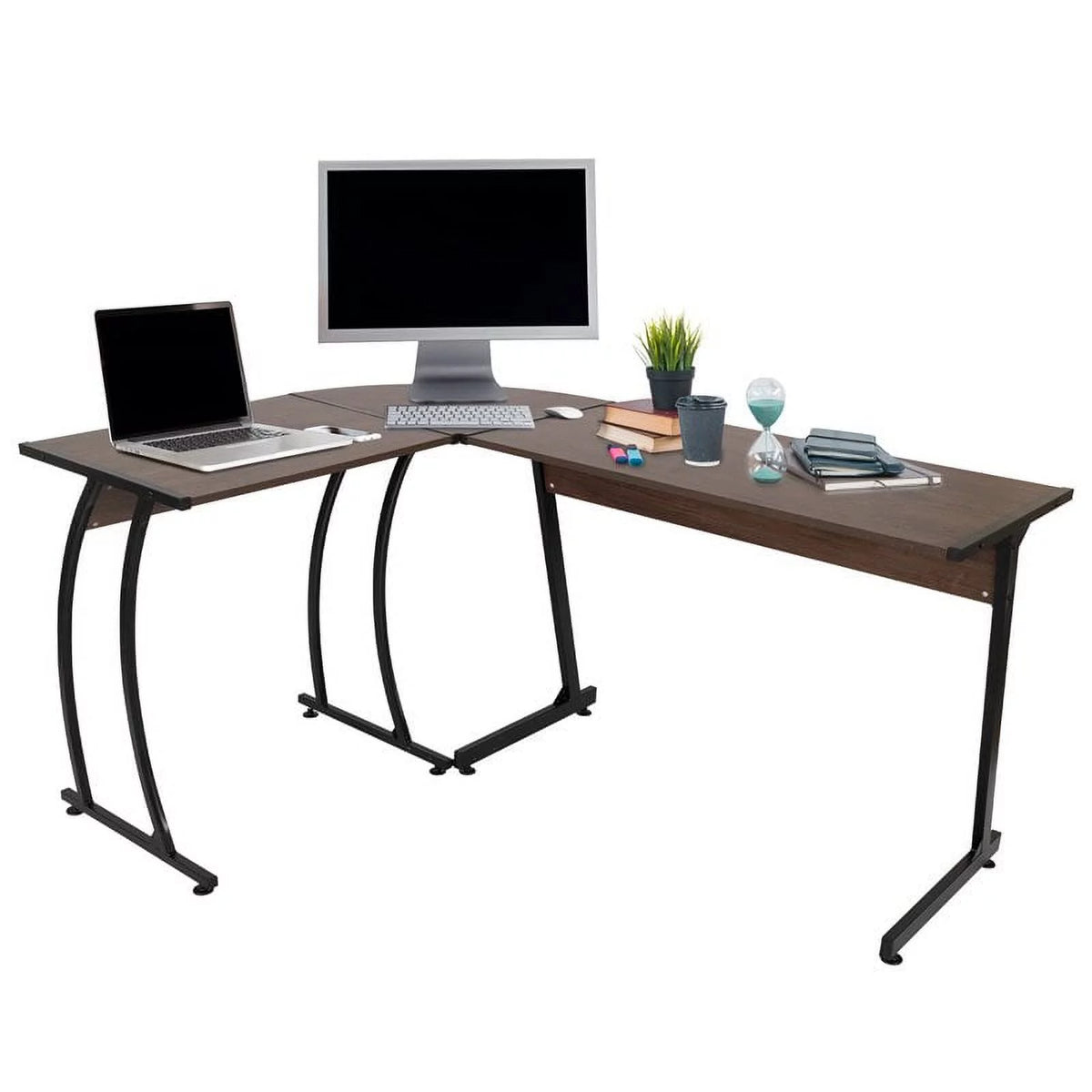 Aged Oak L-Shaped Corner Computer Desk V41179