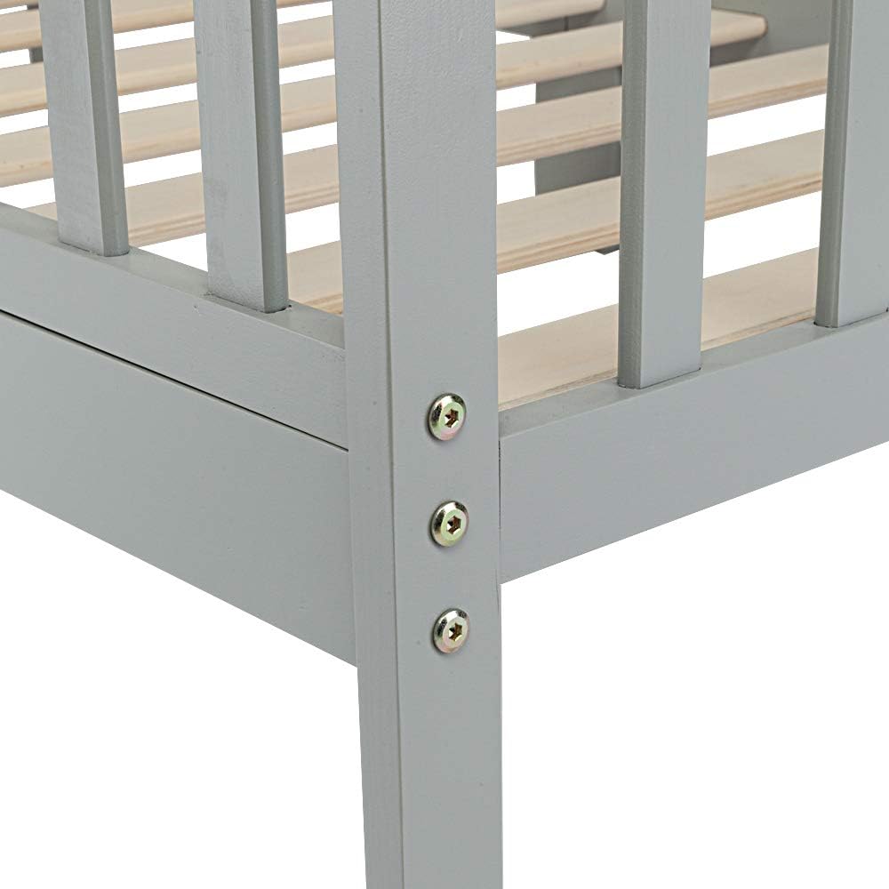 Gray Wooden Toddler Bed with Safety Guardrails B94426
