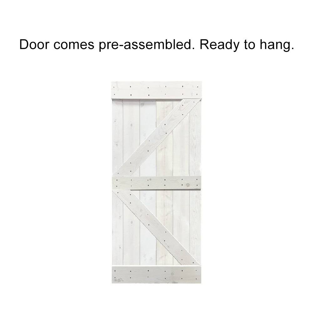 Walnut Stained Wood Interior Sliding Barn Door with Hardware Kit S55236