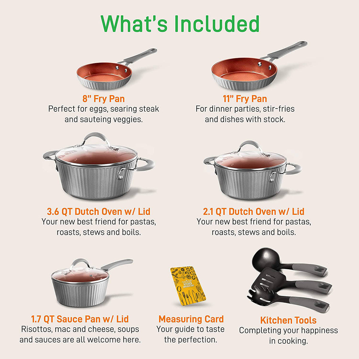11 Piece Nonstick Cookware Pots and Pans Set Y735980